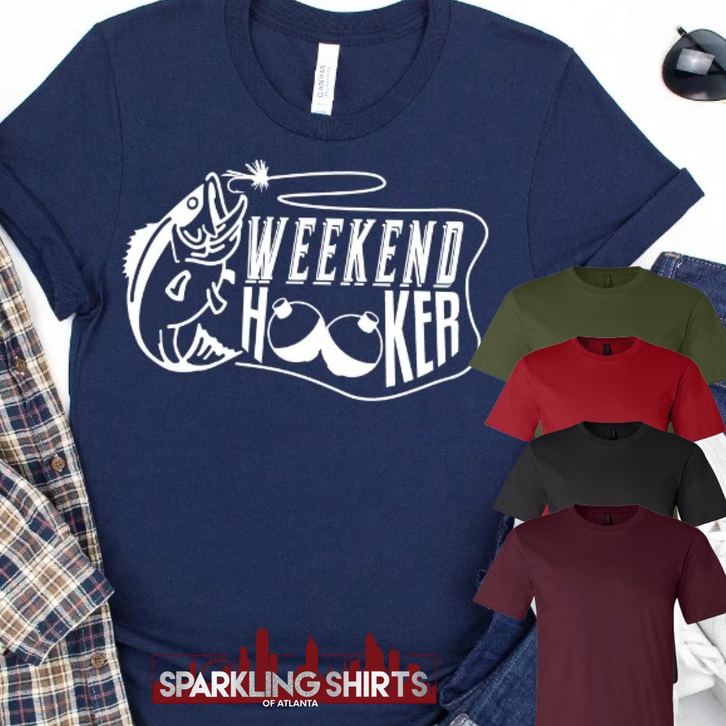 Weekend Hooker| Dad| Granddaddy| Fishing| Hook and Bait| Family| Men’s Tee| Graphic Tee